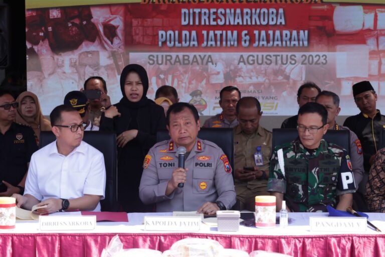 Operasi Tumpas Narkoba 2023, Polda Jatim Berhasil Amankan Tersangka Pengedar Jaringan Antar Pulau dan Provinsi