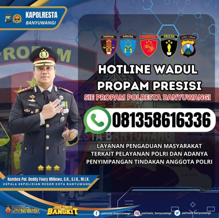 Polresta Banyuwangi Buka Hotline Wadul Propam Presisi Optimalkan Pelayanan Masyarakat