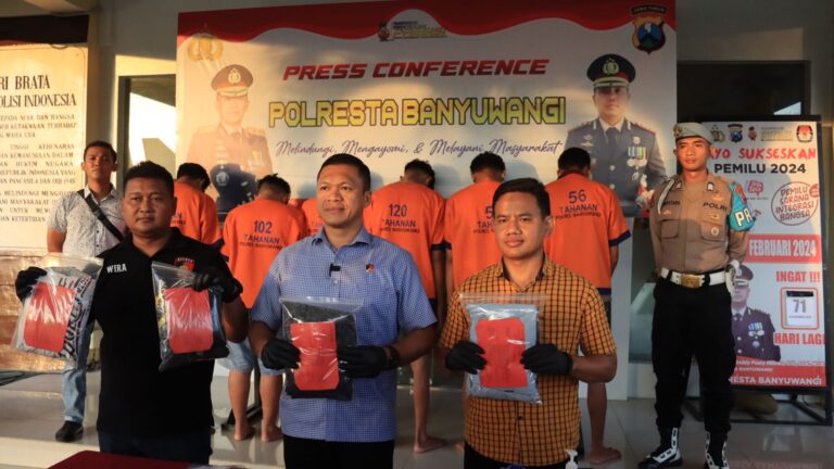 Polresta Banyuwangi Berhasil Amankan 8 ABG Diduga Pelaku Pengeroyokan di Taman Sritanjung