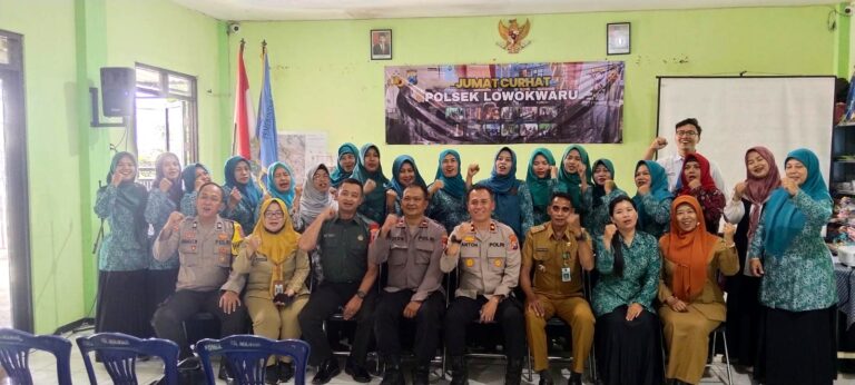 Ajak Sukseskan Pemilu, Polresta Malang Kota Gelar Jumat Curhat di Merjosari