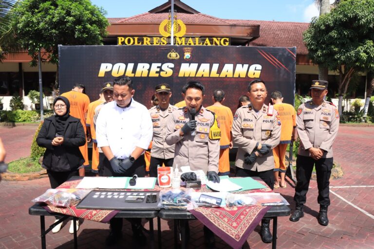Enam Pekan, Polres Malang Berhasil Amankan 10 Tersangka Kasus Narkoba
