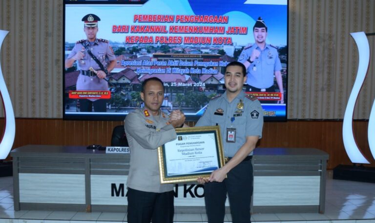 Polres Madiun Kota Raih Penghargaan dari Kemenkumham