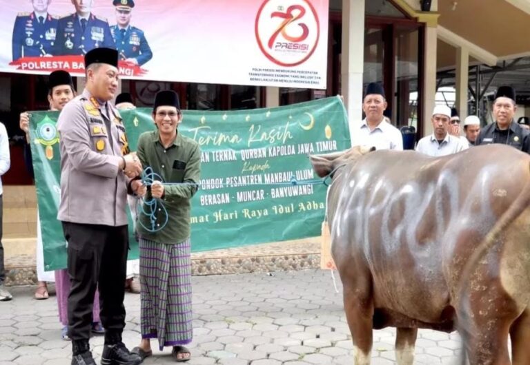 Kapolda Jatim Berkurban 10 Sapi dan 17 Kambing untuk Ponpes, Ormas dan Organisasi Kemahasiswaan di Banyuwangi