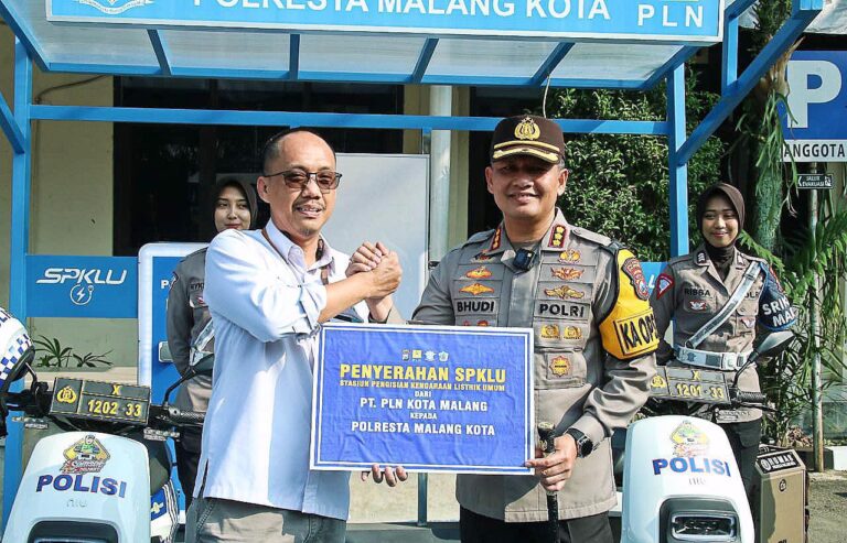 Dukung Kurangi Gas Buang, Kapolresta Malang Kota Launching SPKLU, Hasil Kolaborasi dengan PT PLN