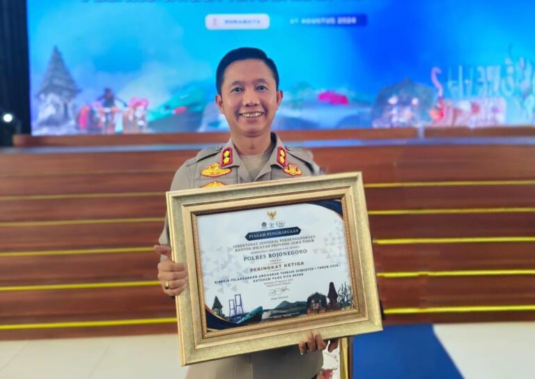Polres Bojonegoro Raih Penghargaan Kinerja Pelaksanaan Anggaran Terbaik