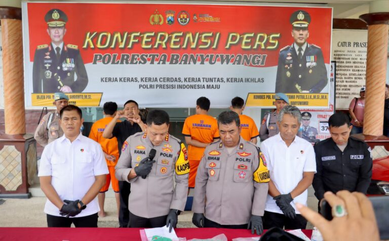 Polresta Banyuwangi Berhasil Ungkap Sindikat Peredaran Narkoba Sita Sabu 1,1 KG
