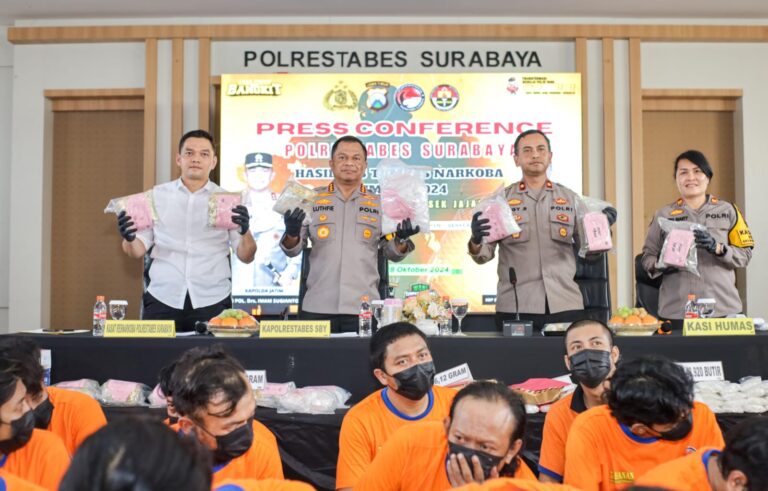 Polrestabes Surabaya Berhasil Ungkap Jaringan Narkoba, 16 Kg Sabu Disita