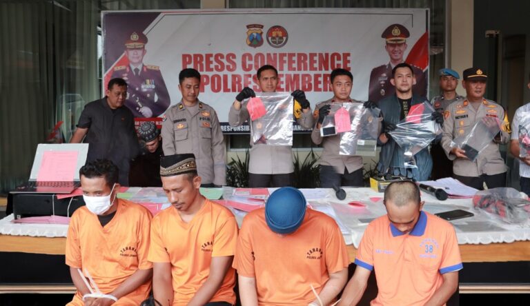 Polisi Berhasil Ungkap Jaringan Curanmor di Jember Empat Pelaku dan Penadah Diamankan 15 unit Motor Disita