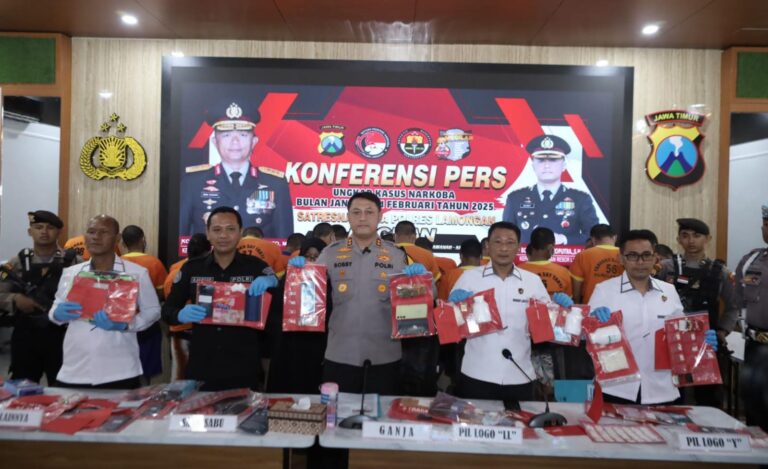 Polres Lamongan Berhasil Ungkap 29 Kasus Narkoba, 39 Tersangka Diamankan