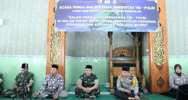 Indahnya Kebersamaan, Sinergitas Kodim 0829 dan Polres Bangkalan Gelar Pengajian di Bulan Ramadhan