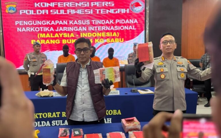 Polisi Gagalkan Peredaran 24 Kg Sabu di Palu, 3 Pelaku Ditangkap