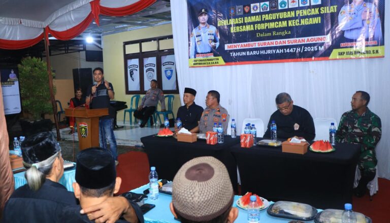 Sambut Suran Agung Polisi Fasilitasi Paguyupan Pencak Silat Ngawi Gelar Deklarasi Damai