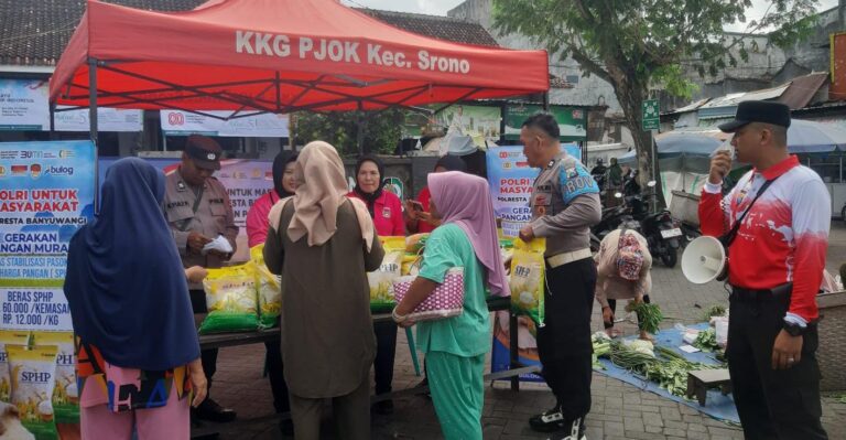 Kolaborasi Polisi dan Bulog Gelontorkan 108 Ton Beras Murah di Banyuwangi