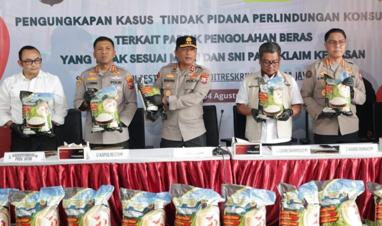 Polisi Berhasil Ungkap Beras Oplosan Sehari Produksi 14 Ton Pemilik Pabrik di Sidoarjo Jadi Tersangka