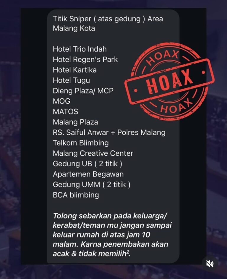 Polresta Malang Kota: Pastikan Isu Sniper di Atas Gedung Malang Kota adalah HOAKS