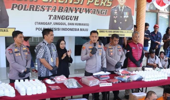 Operasi Tumpas Narkoba Semeru 2025 Polresta Banyuwangi Sita 150 gram Sabu dan 159 Ribu Okerbaya dari 43 Tersangka