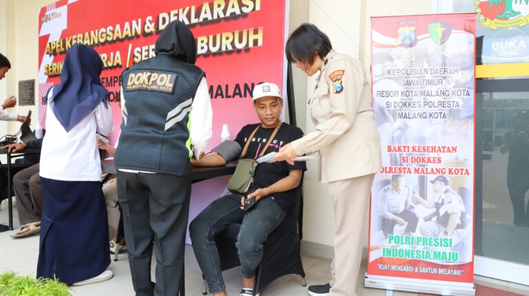 Apel Akbar Kebangsaan Polresta Malang Kota, Bukti Sinergi dengan Serikat Buruh Lewat Bakti Kesehatan