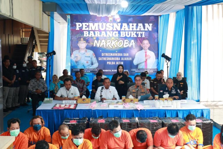 Jelang Nataru Polda Jatim Kembali Musnahkan Barang Bukti 9,3kg Sabu
