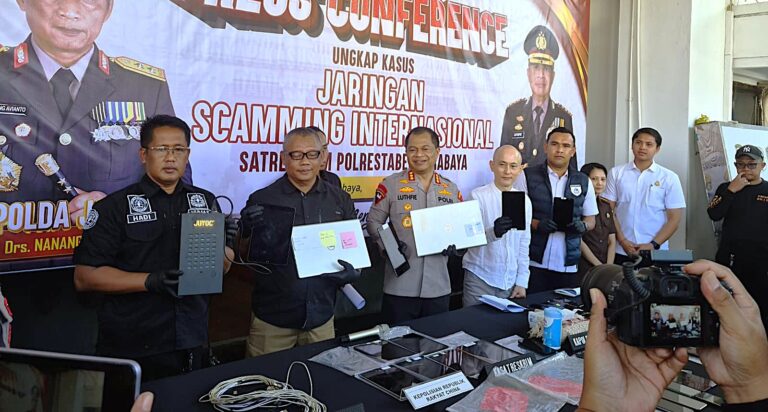 Polrestabes Surabaya Amankan 45 Tersangka Hasil Pengembangan Penyidikan Kasus Siber Internasional