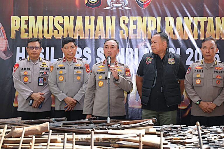 Berantas Senpi Ilegal, Polda Sumsel Musnahkan Ratusan Senjata Api Hasil Ops Senpi Musi 2026